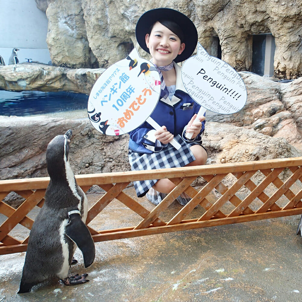 ペンギンと記念撮影